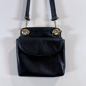 🔥Silver Blue Black Leather Crossbody Bag with Gold Hardware EUC🔥